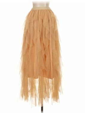 Tulle Layered Maxi Skirt in Tan